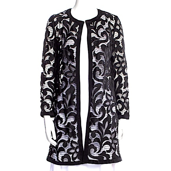Milly Black and White Lace Silk Jacket - NWOT size S
